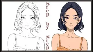 How to Draw Anime - Head and Face 👧 Anime girl \\ How to draw a portrait