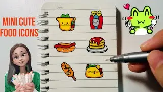 Vẽ đồ ăn thức uống cute đáng yêu, how to draw cute mini food stickers | Sherry's Art #09