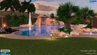 Monument 170 Per Ft Swimming Pool Layout & Design | Grotto | Slide | 50k Gallons | Fun | Jordan Ave