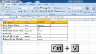 Separate first middle and last name at excel in Nepali language