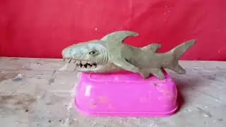 Cara Membuat patung dari tanah liat bentuk Ikan Hiu karya seni patung Sbdp