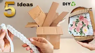 I TURN WASTE INTO BEAUTY 😍 5 CARDBOARD CRAFTS FOR YOU DESK,WALL & STORAGE - RELAXING CARDBOARD ART
