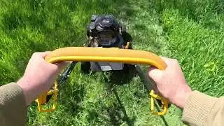 How does a petrol lawnmower work on large grass CMI HB-40-A