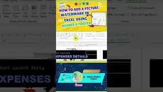 How to Add a Picture Watermark inExcelUsingHeader&Footer#ExcelTips #ExcelTutorial #WatermarkInExcel