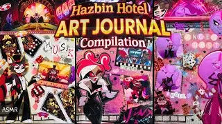 Hazbin Hotel Art Journal Compilation ✨  ASMR Sticker Collage Spreads Alastor, Angel Dust, Vox & More