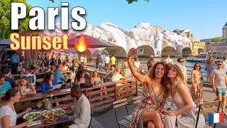 Paris Walking Tour: Sunset Along the Seine River (Hottest May Ever! 4K)