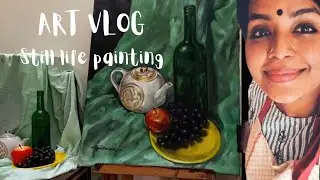 ART STUDIO VLOG // Still life Painting // Oil Colour