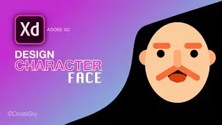 How to draw a flat character face in 3 mins | SpeedArt in AdobeXD | CreateSky