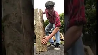 Splitting a log with a Froe and wedges 