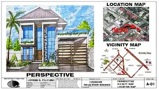 SHEET A-01// PERSPECTIVE, LOCATION MAP & VICINITY MAP.
