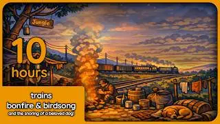 Fall Asleep Fast • Hobo Jungle Ambience • Night White Noise • Trains & Bonfire Sounds for Easy Sleep