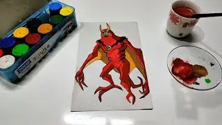 Ben 10 alien jetray drawing | jetray watercolor painting 🖌️ tutorial ✨💯 #painting #ben10 #alien 