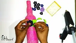 DIY GLASS BOTTLE // WINE BOTTLE DECORATION IDEAS // Wine bottle craft