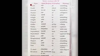 MASTER KEY OF PREPOSITIONS (Noun Starting with 'D')