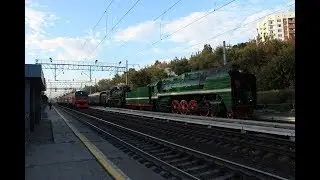 Паровозы П36-0120 и СУ213-58 с тур. поездом 
