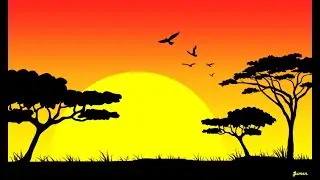 How to Draw in Computer l Easy & simpleDrawing l Sunset Drawing