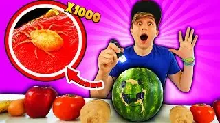 OBSERVANDO FRUTA COM MICROSCÓPIO ☆ ENCONTREI COISAS NOJENTAS ☆