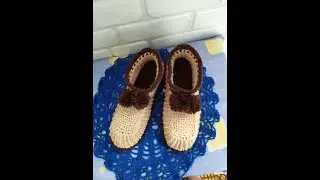 Домашние тапочки крючком. Мастер класс.