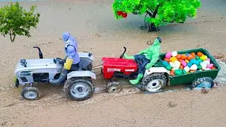 Diy mini tractor stone loading mud rescue | diy tractor stuck in mud @KeepVilla