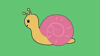 Cartoon Snail Moving on leaves [Green Screen]