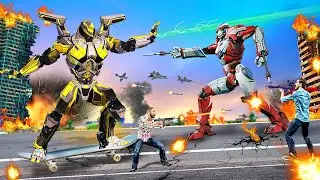 जेसीबी स्केटिंग रोबोट Vs वाटर रोबोट JCB Skating Robot Vs Water Robot Hindi Cartoon Robot Stories New