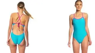 Two tight turquoise swimsuits [60fps]