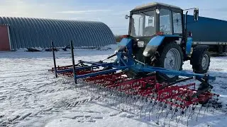 Штригельная борона 6м в работе