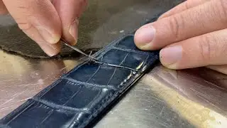 Santoni Alligator Leather Belt. How to Fix and Clean🐊 [ASMR]