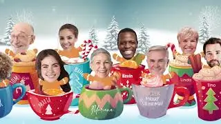 Funny Corporate Christmas Video Greeting Card with Photos, Gingerbread People Business Holiday Card