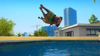 Bulldog Water Ragdolls GTA 5 Funny Moments Jumps / parachute / Fails / Parkour / Wins / Crash 4K 🐶😂