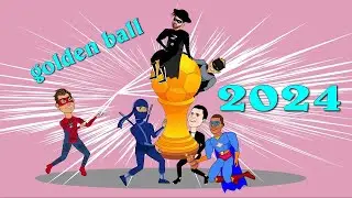 The battle of football heroes for the golden ball, depicted humorously