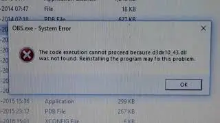 The code execution cannot proceed because d3dx10_43.dll was not found.Reinstalling the program fix
