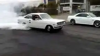 DAT13B 13B turbo rotary Datsun 1200 Coupe huge burnout