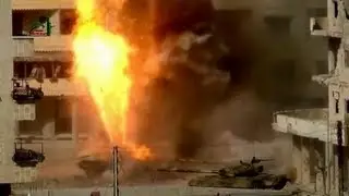 Syrian Tank Allegedly Attacked and Airstrikes (raw footage)