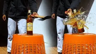 Old Arrack Bottle Breaking In Slow Motion