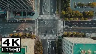 TRAFFIC ON AN INTERSECTION ROAD IN A CITY (FREE STOCK VIDEO) 4K