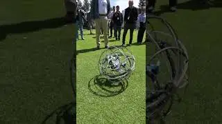 This robot is a combination of a drone and a rover.