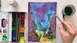 Рисуем подводный мир. Как нарисовать подводный мир. Урок рисования. Drawing underwater world.