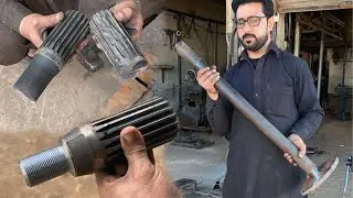 Replace broken axle tooth an old axle tooth thread method complete process on lathe Axle restoration