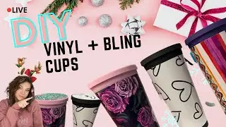 DIY Patterned Vinyl STRATA CUPS with Blinged lids
