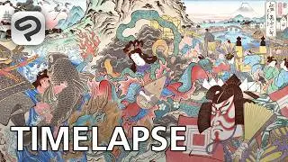 Digital Art Timelapse | Edo Period Ukiyoe style illustration | CLIP STUDIO PAINT