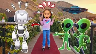 EYVAH UZAYLI GELDİ !! ELİF SİNEMİ ROBOTA ÇEVİRDİ NAPCAZ? بابا جاب لي بالون - جنى/  مقداد | طيور بيبي