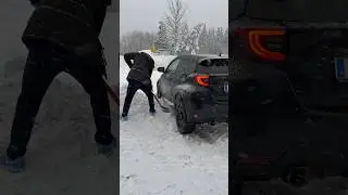 Toyota GR Yaris drifting in the snow…until the snow stops you
