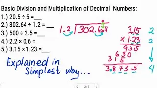 Division and Multiplication of Decimal Numbers | step by step