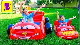 Egor and YARIK play with INFLATABLE Cars