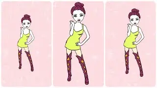 Cute Girl Drawing And coloring animation video__🖤