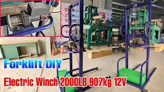 Upgrade Forklift DIY Using Electric Winch 2000LB 907kg 12V 60Ah