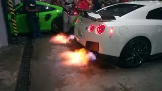 NISSAN GT-R R35 MASSIVE FLAMES 2-STEP (Headphone Warning)