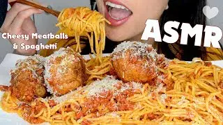 ASMR GIANT CHEESY MEATBALLS & SPAGHETTI - EATING SOUNDS [NO TALKING]