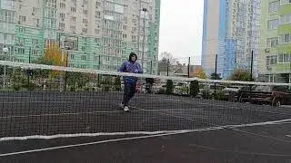 Yura hits volley after correction